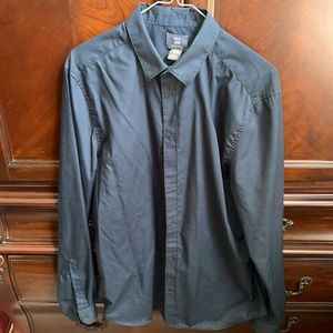 H&M Easy Iron Slim Fit Black Dress Shirt Size Medium